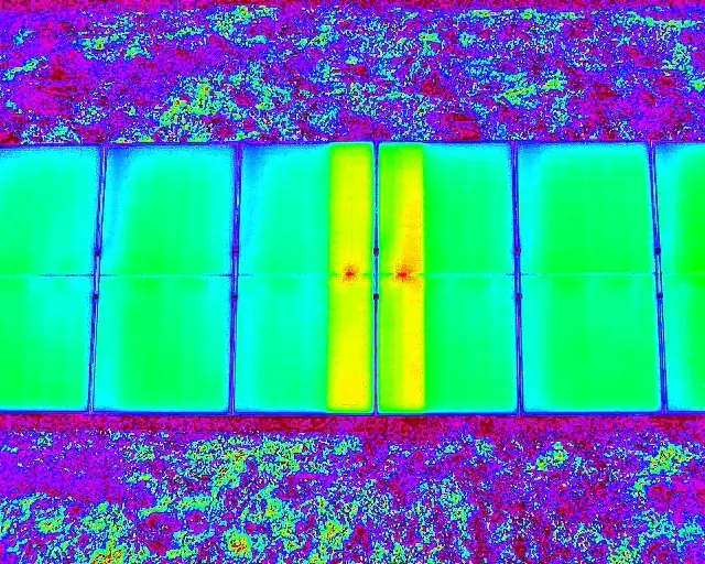 Drone inspection image of a solar farm near Denver, Colorado