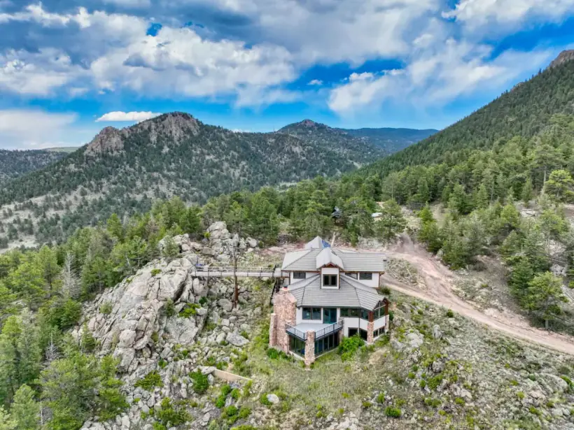 Luxury Colorado real estate drone photography of a mountain home
