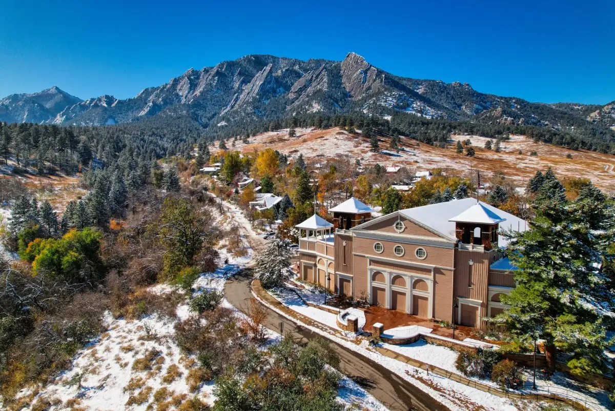Aerial venue context in Boulder for Colorado event drone coverage