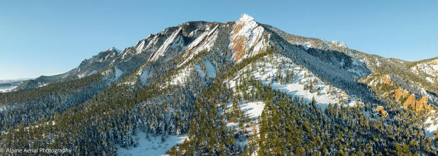 Boulder Flatirons aerial view for Colorado event social media video clips