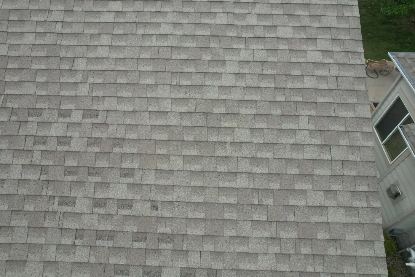 Residential drone roof inspection photo showing Colorado roof shingles