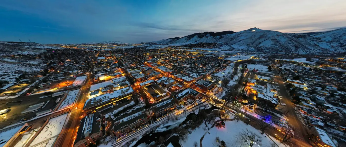Night aerial photo near Golden, Colorado for select drone live streaming events