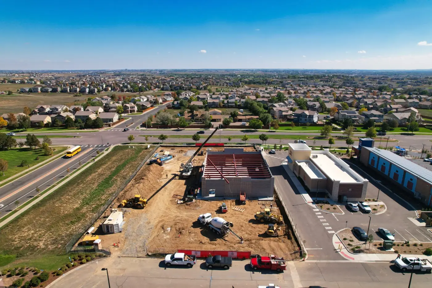 Aerial drone mapping photo of a Denver construction site for progress documentation