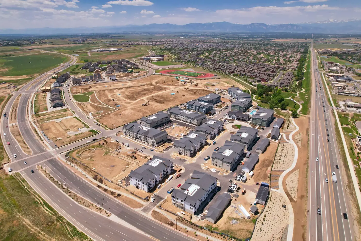 Aerial drone photo used for Denver construction monitoring and progress updates