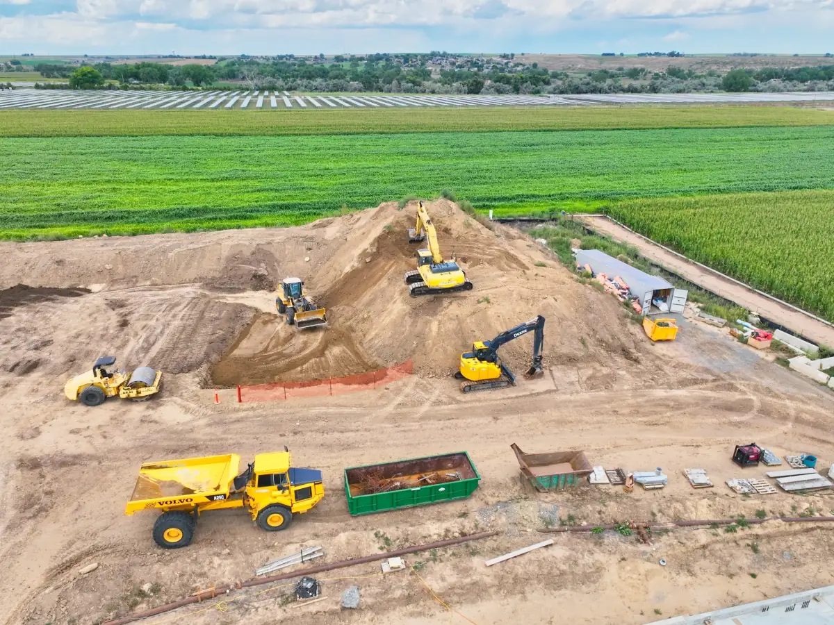 Construction progress photography showing active work areas and site conditions
