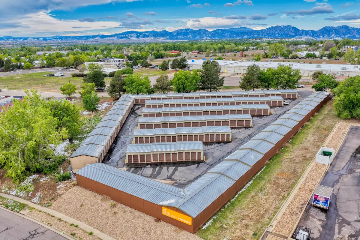 Drone photo of a self-storage commercial property for marketing
